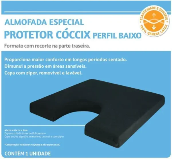 Almofada Especial Protetor Cóccix Perfil Baixo Preto - Perfetto