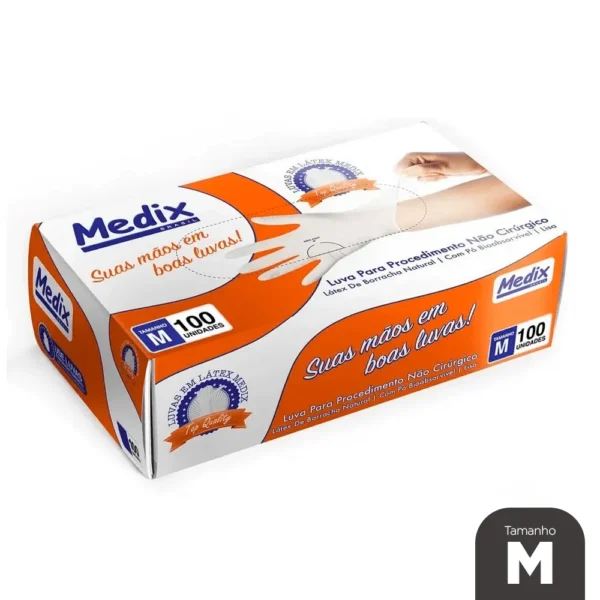 Luva Latex Com Pó Tamanho M Cx C/ 100un (Medix)