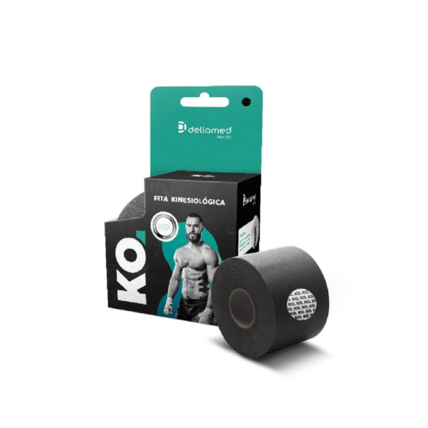 Bandagem Elástica Adesiva Kinesiológica Dellamed - Cor Preto