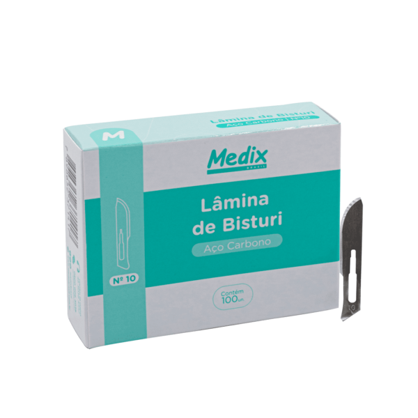 Lâmina de Bisturi Aço Carbono Medix (N°10) Contém 100 un