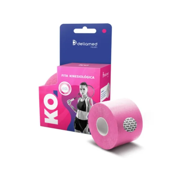 Bandagem Elástica Adesiva Kinesiológica Dellamed - Cor Rosa