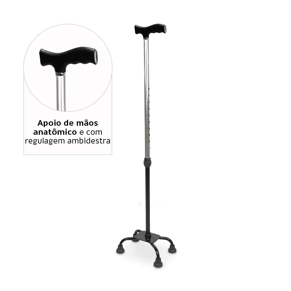 Bengala 4 Pontas com Regulagem de Altura até 90 Kg D9 Dellamed - Imagem 3