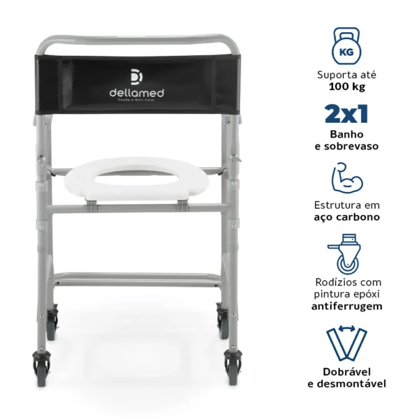Cadeira de Banho Higiênica Dobrável até 100 Kg D30 Dellamed - Image 2