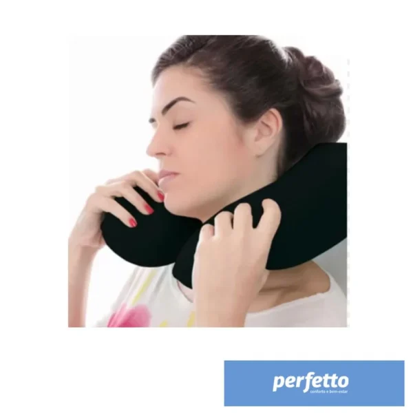 Almofada Pescoço Neck Pillow Macio Visco Elástico Preta  (G) - Perfetto