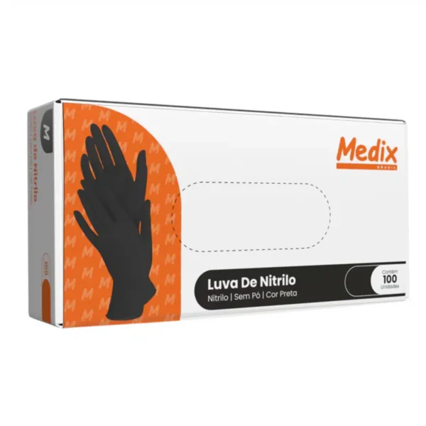 Luva Nitrílica Preta - Caixa com 100 un. (M)