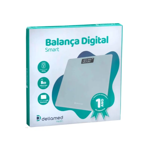 Balança Digital Smart Cinza Corporal Tela em LED até 180 Kg - Dellamed