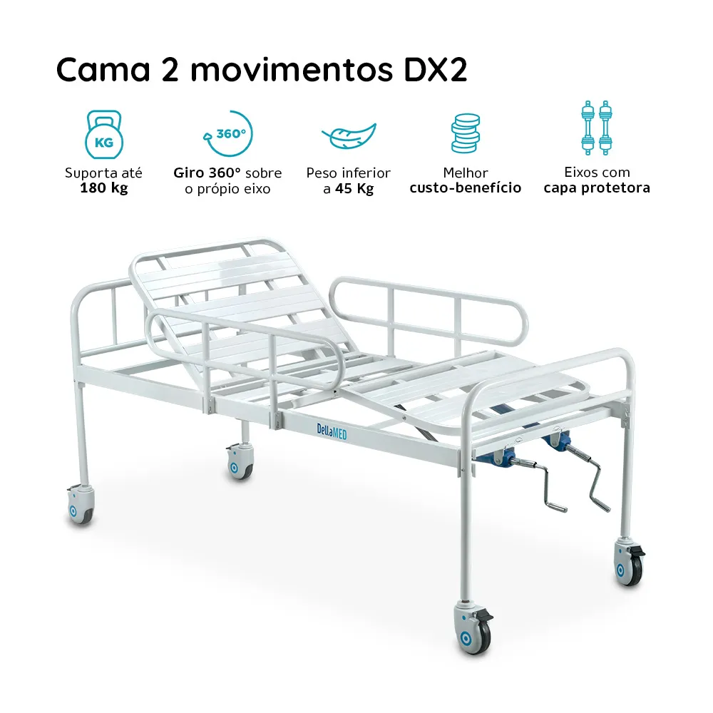 Cama Hospitalar DX2 2 Movimentos até 180 Kg Dellamed - Imagem 2
