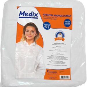 MEDIX Avental Descartável Manga Longa 40G Medix - Pacote Com 10 Unidades