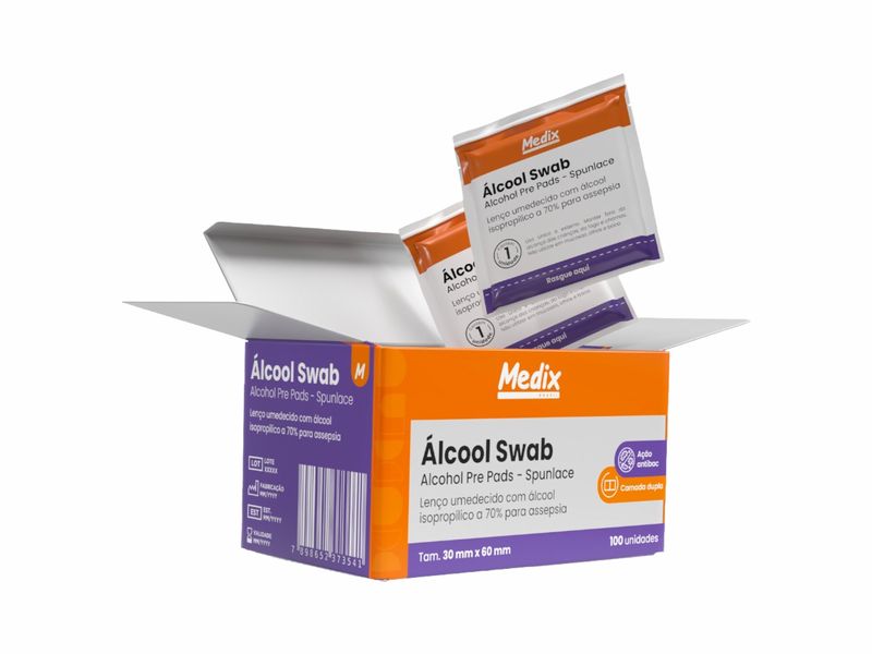 Álcool Swab 70% 100 Unidades Medix