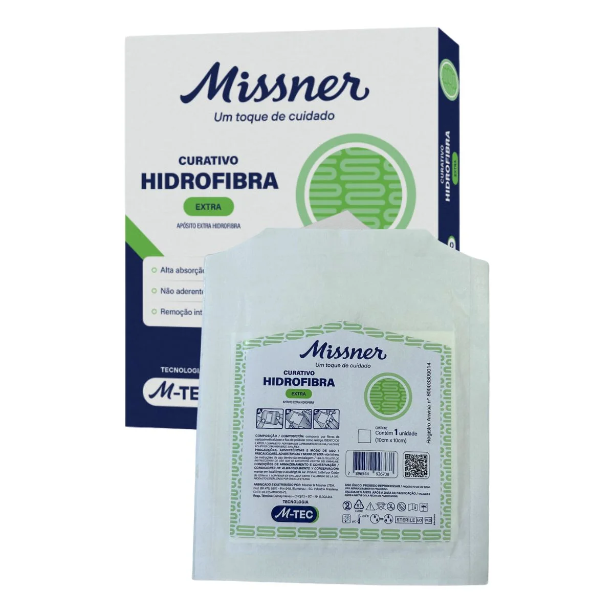 Curativo Hidrofibra Extra Com Prata 10cm x 10cm M-Tec Unidade - Missner - Imagem 2