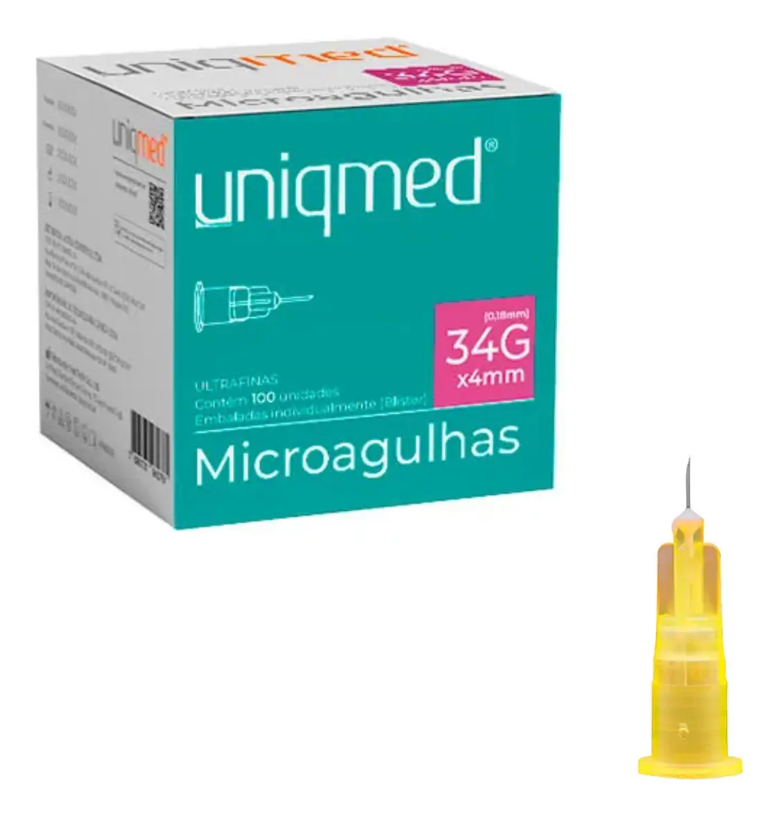 Microagulhas 34G X 4mm - Uniqmed unidade